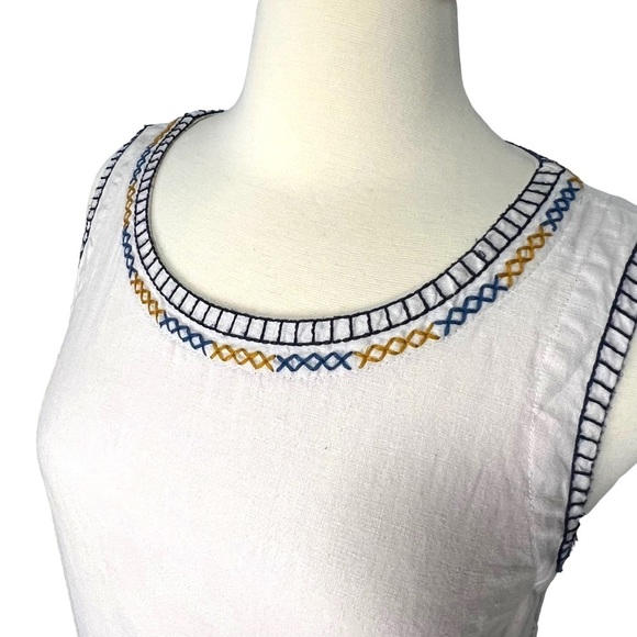 ARTISAN NY 100% Linen Shift Dress Embroidered Trim Size Small Lightweight‎ Midi - Picture 1 of 8